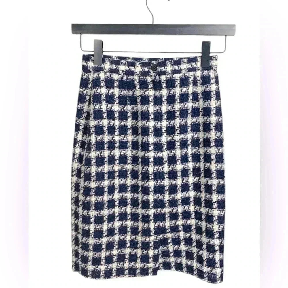 Atak Collection White w Blue Wool Blend Skirt Size 38 - Picture 4 of 11